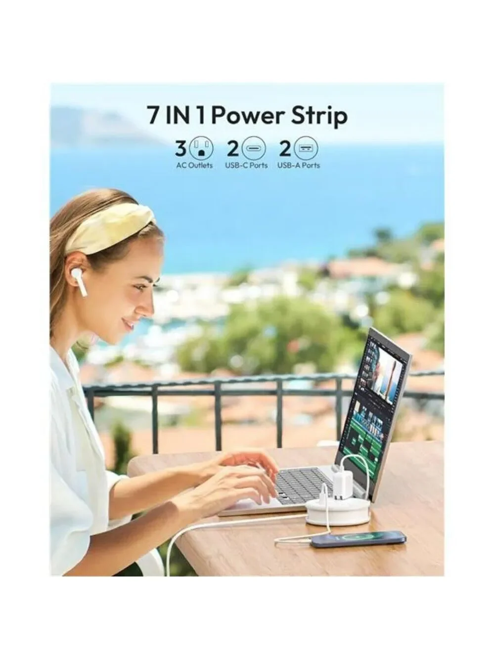 NTONPOWER Travel Power Strip USB C Extension Cord Cruise Essentials 4FT